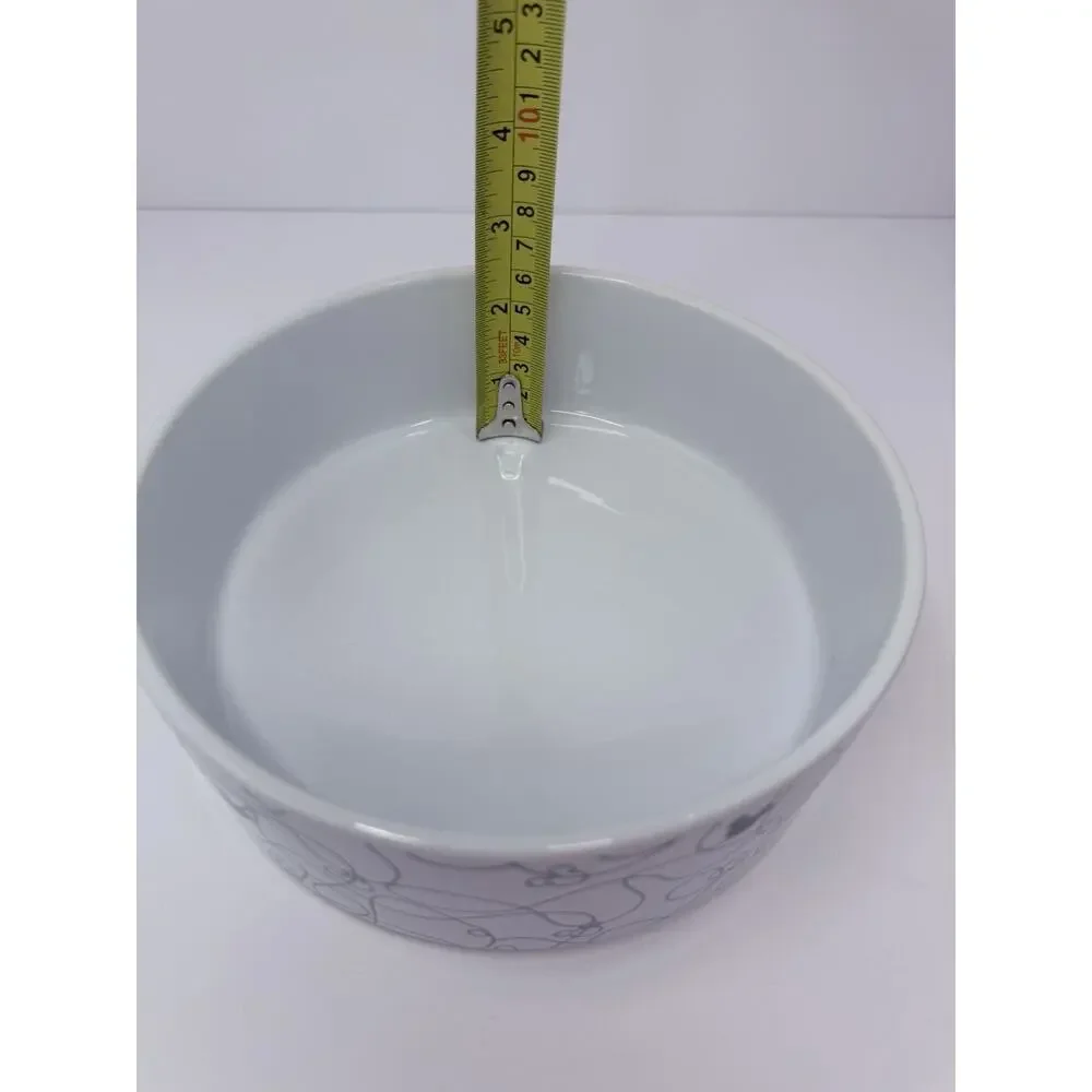 Disney Chewy Mickey Mouse Lines‎ White Black Pet Dog Cat Food Water Bowl
